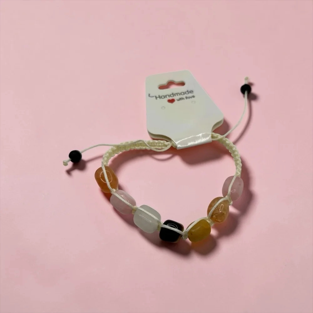 Natural Stone Adjustable Bracelet Boho Crystal Beaded Bracelet New - Picture 2 of 3